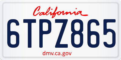 CA license plate 6TPZ865