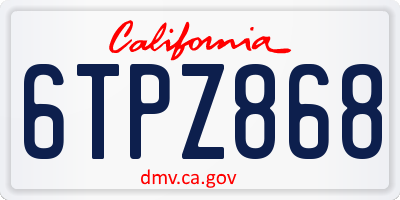 CA license plate 6TPZ868