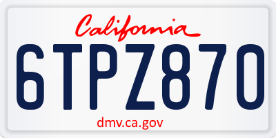 CA license plate 6TPZ870