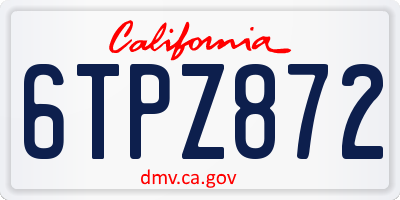 CA license plate 6TPZ872