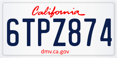 CA license plate 6TPZ874