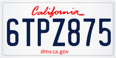 CA license plate 6TPZ875