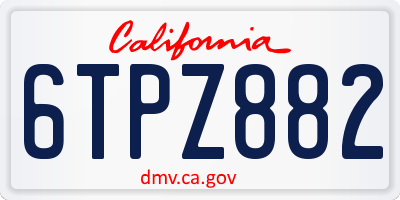 CA license plate 6TPZ882
