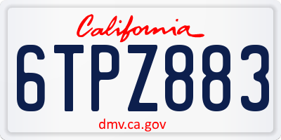 CA license plate 6TPZ883