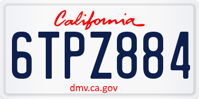 CA license plate 6TPZ884