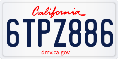 CA license plate 6TPZ886