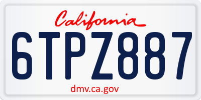 CA license plate 6TPZ887