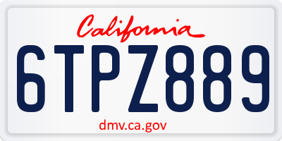 CA license plate 6TPZ889