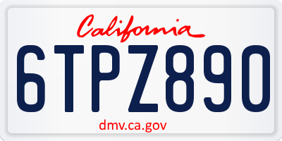 CA license plate 6TPZ890