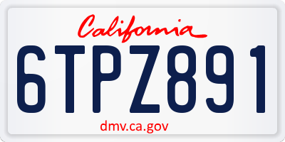 CA license plate 6TPZ891