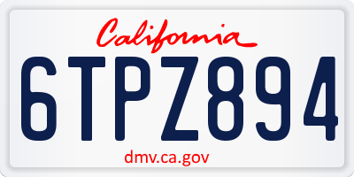 CA license plate 6TPZ894