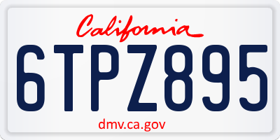 CA license plate 6TPZ895