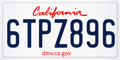 CA license plate 6TPZ896