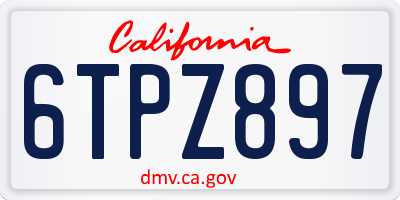 CA license plate 6TPZ897