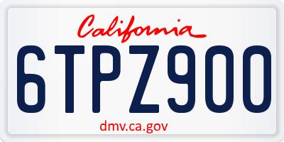 CA license plate 6TPZ900