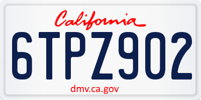 CA license plate 6TPZ902