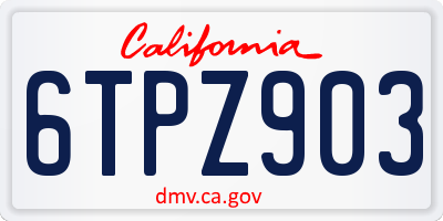 CA license plate 6TPZ903