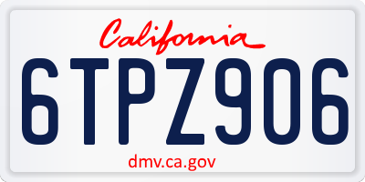 CA license plate 6TPZ906