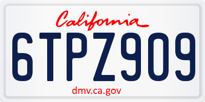 CA license plate 6TPZ909