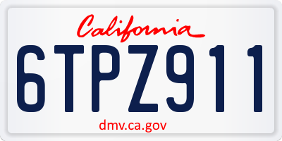 CA license plate 6TPZ911