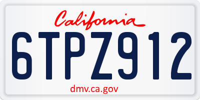 CA license plate 6TPZ912