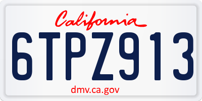 CA license plate 6TPZ913