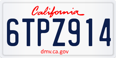 CA license plate 6TPZ914