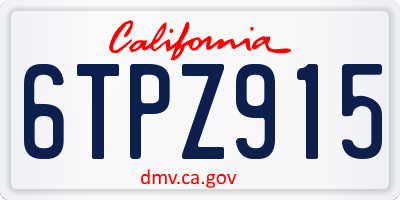 CA license plate 6TPZ915