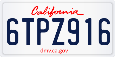 CA license plate 6TPZ916