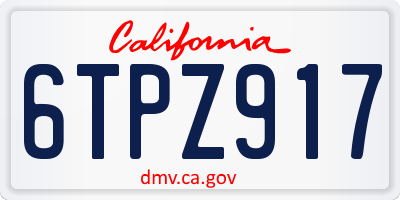 CA license plate 6TPZ917
