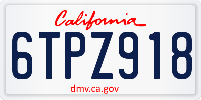 CA license plate 6TPZ918