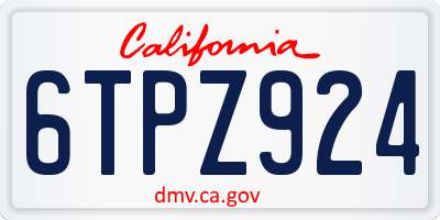 CA license plate 6TPZ924