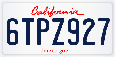 CA license plate 6TPZ927