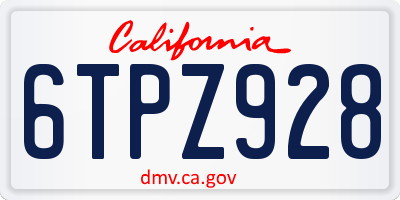 CA license plate 6TPZ928