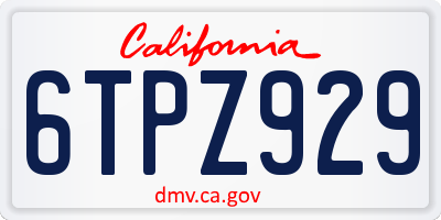 CA license plate 6TPZ929