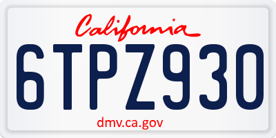 CA license plate 6TPZ930