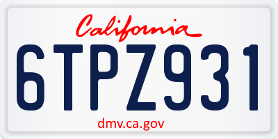 CA license plate 6TPZ931