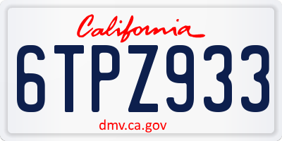 CA license plate 6TPZ933