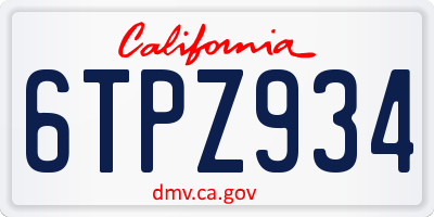 CA license plate 6TPZ934