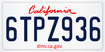 CA license plate 6TPZ936