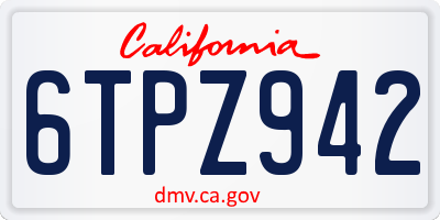 CA license plate 6TPZ942