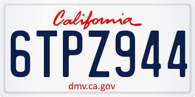 CA license plate 6TPZ944