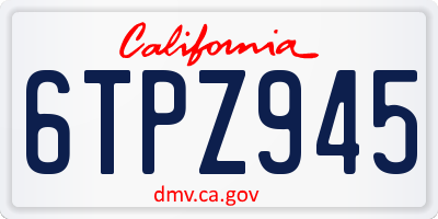CA license plate 6TPZ945
