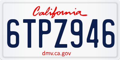 CA license plate 6TPZ946