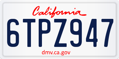 CA license plate 6TPZ947