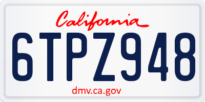 CA license plate 6TPZ948