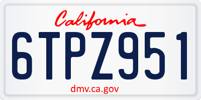 CA license plate 6TPZ951