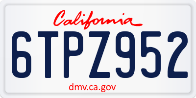 CA license plate 6TPZ952