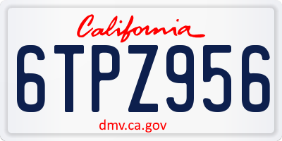 CA license plate 6TPZ956