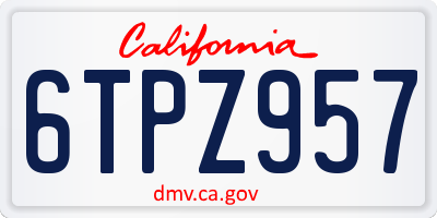 CA license plate 6TPZ957